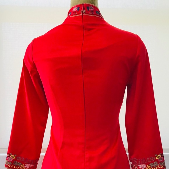 Heavily-EMBROIDERED Bird Theme CHINOISERIE Dress S - Picture 9 of 16